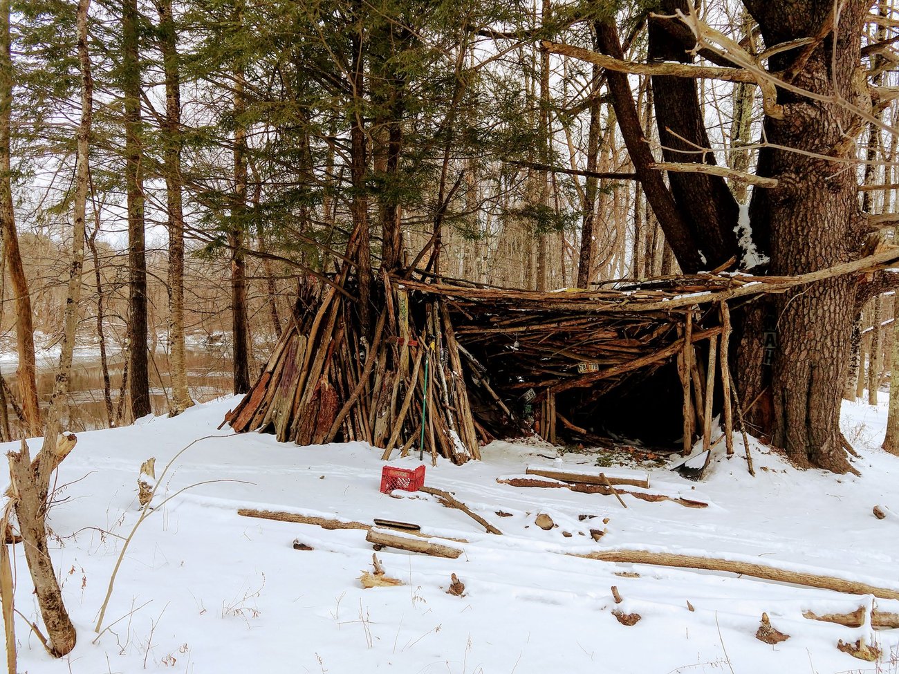 Snow Shoeing Lean-to